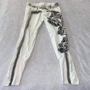 Black and white jeans cool flower design